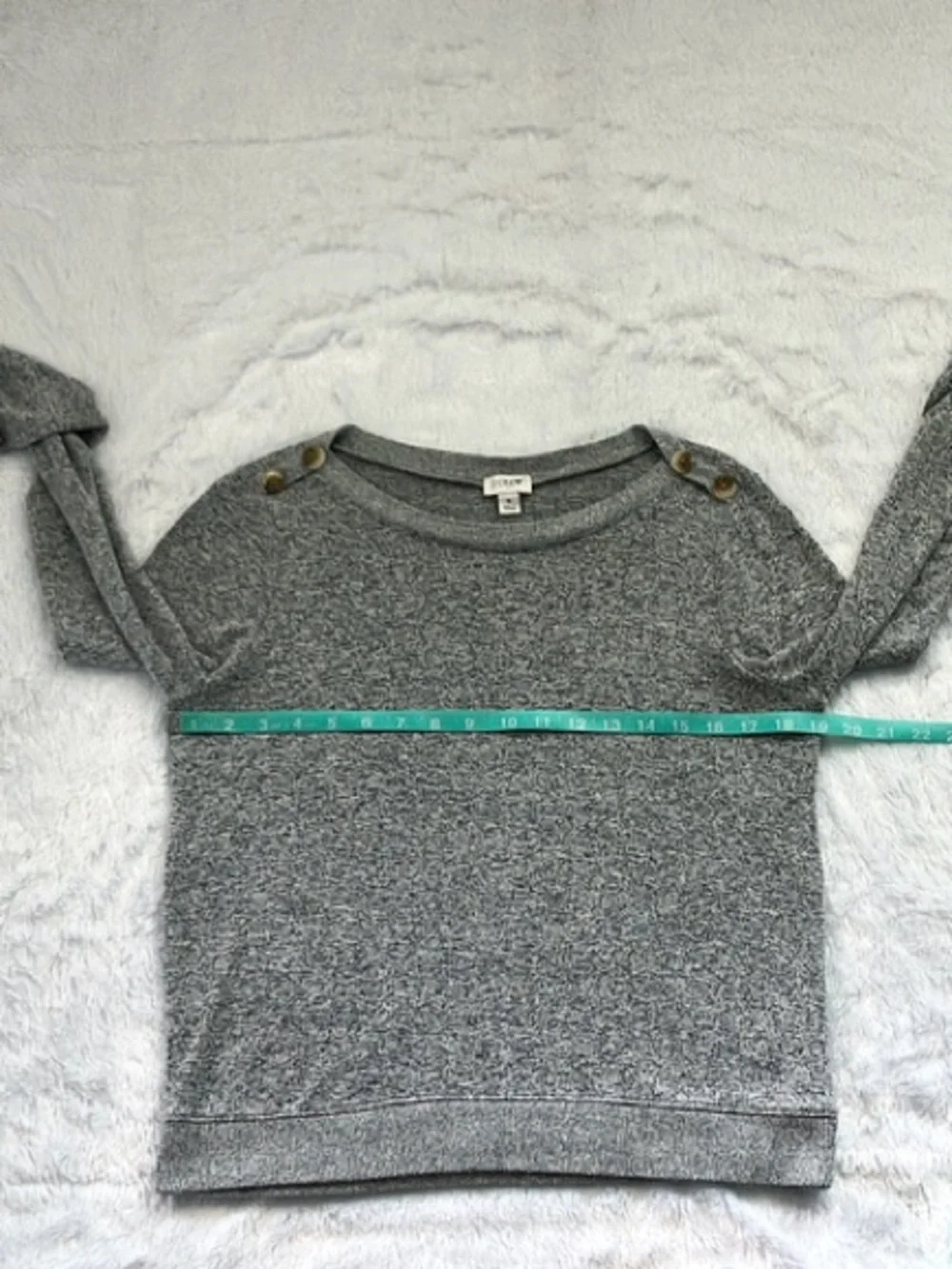 J. Crew Gray and Black Marled Sweater with Shoulder Buttons, Size Small